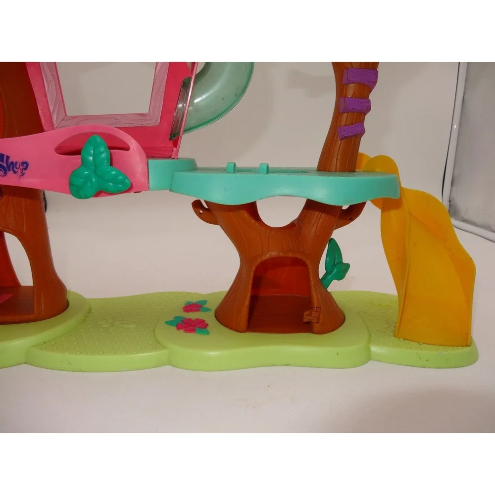 Littlest Pet Shop Treehouse Playset 2007 Hasbro Brown Pink Green Slide